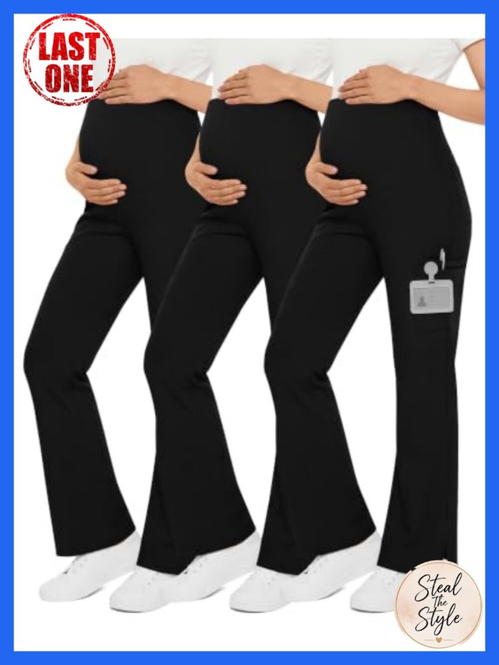Women's Maternity Wide Leg Scrub Pants 3 Pack